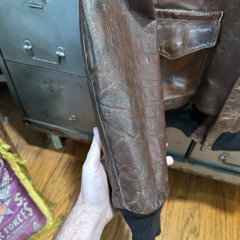 1940’s WWII Named Cable Raincoat A-2 Flight Jacket Size 42
