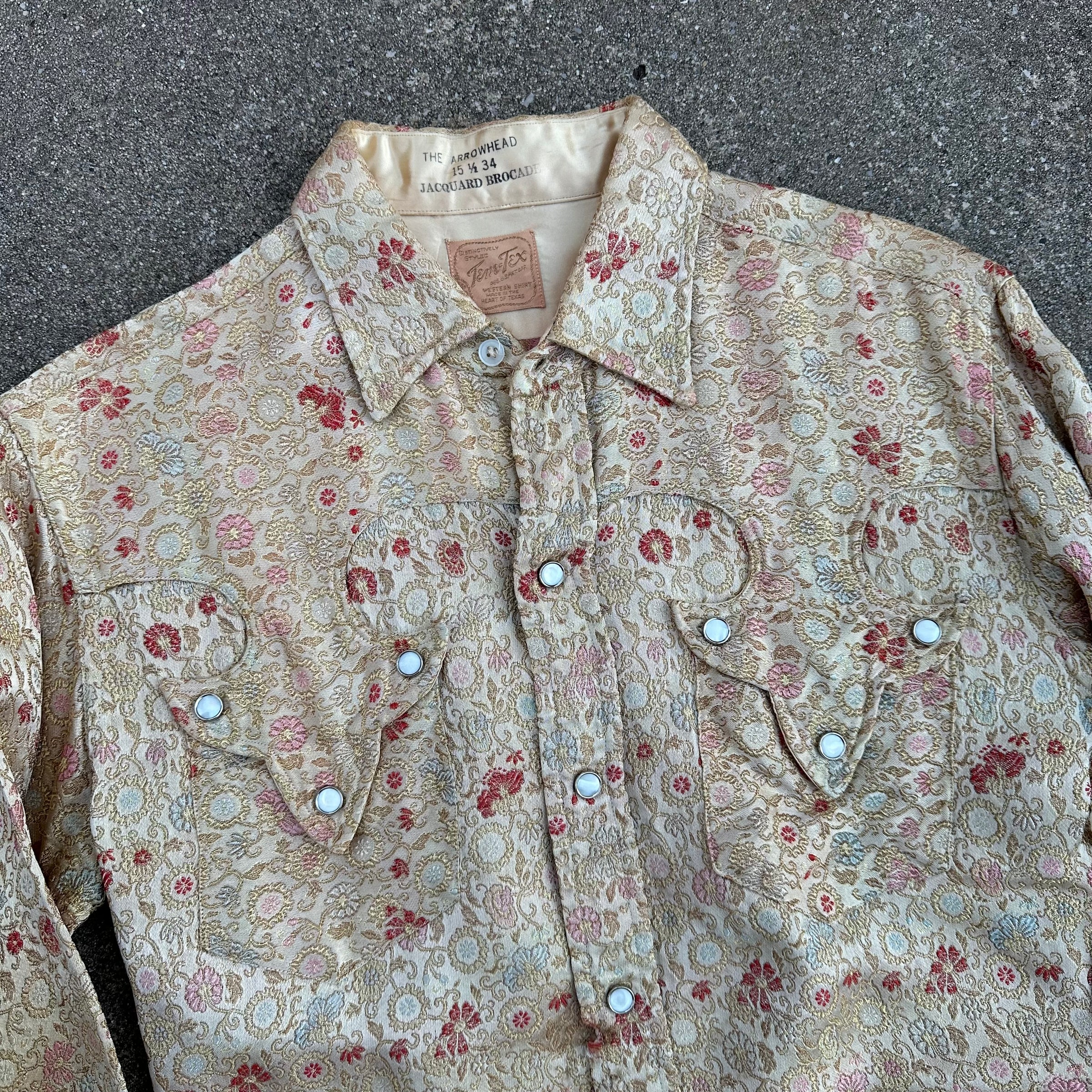 1950’s Tem-Tex Jacquard Brocade Satin Western Shirt