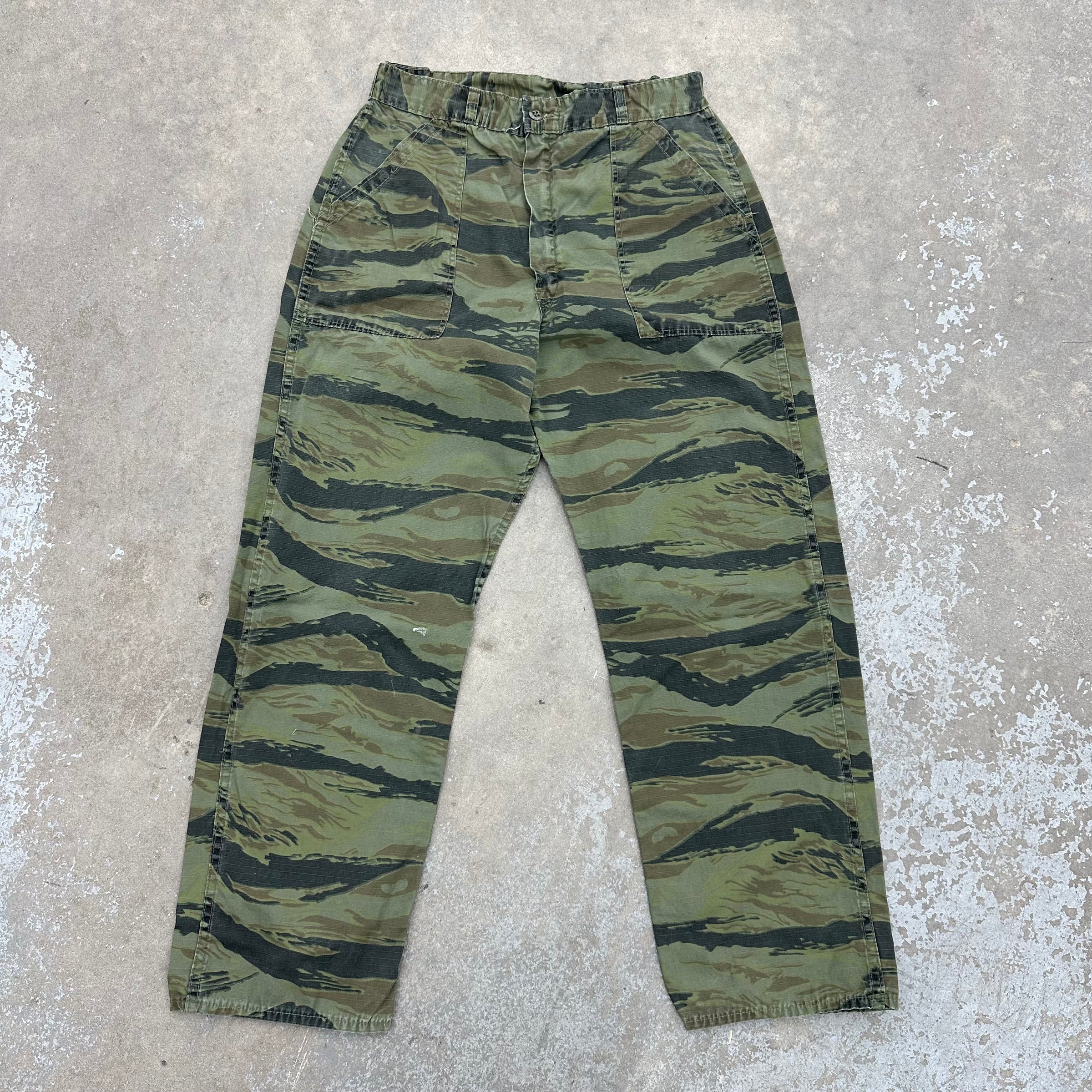 1970’s Civilian Ripstop Tiger Stripe Camo Fatigue Pants 30” Waist