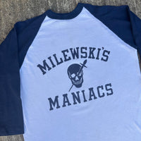 1970’s Milewski’s Maniacs Skull Baseball Raglan T-Shirt