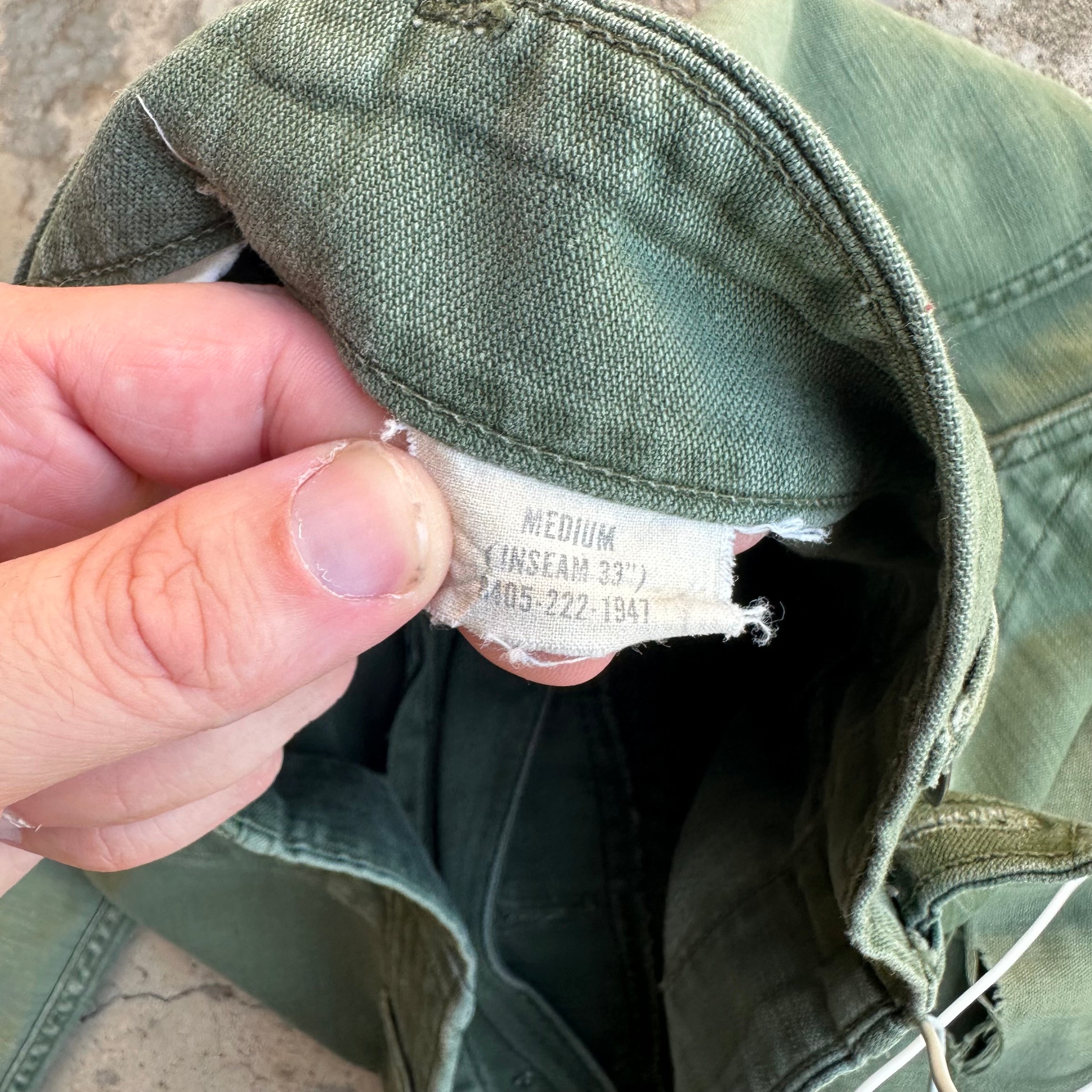1960’s Vietnam War Repaired OG-107 Fatigue Pants Medium