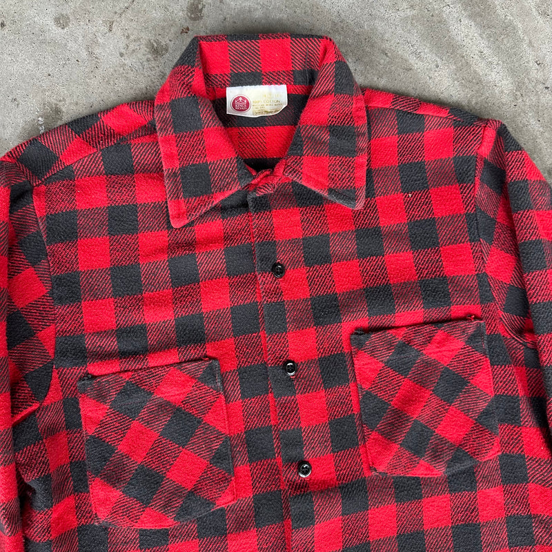 1970’s Sears Buffalo Plaid Cotton Flannel Shirt Small