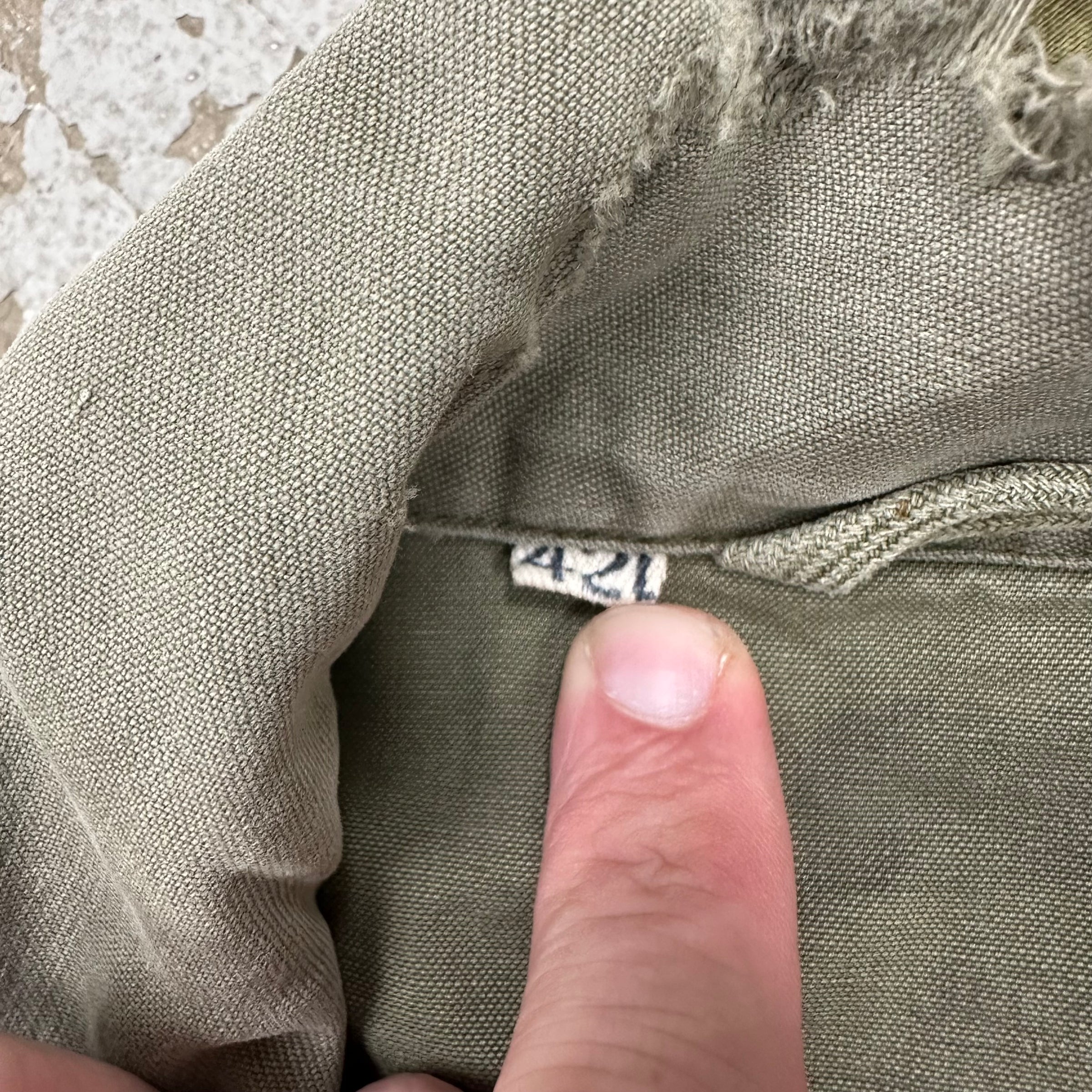 1940’s WWII Thrashed M-43 Field Jacket Size 42L