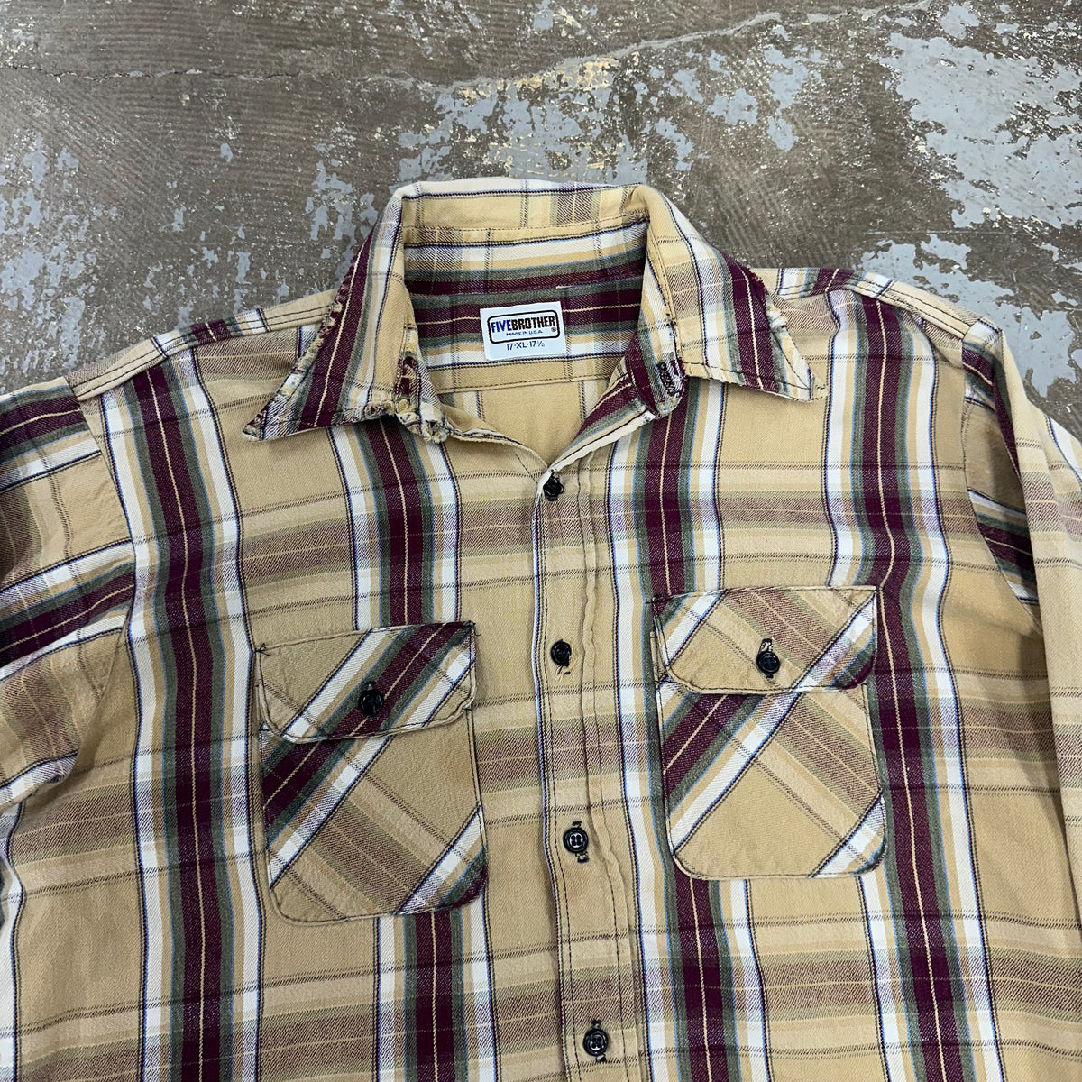 1970’s/80’s Five Brothers Plaid Cotton Flannel Shirt XL