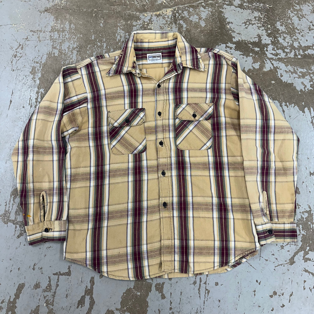 1970’s/80’s Five Brothers Plaid Cotton Flannel Shirt XL