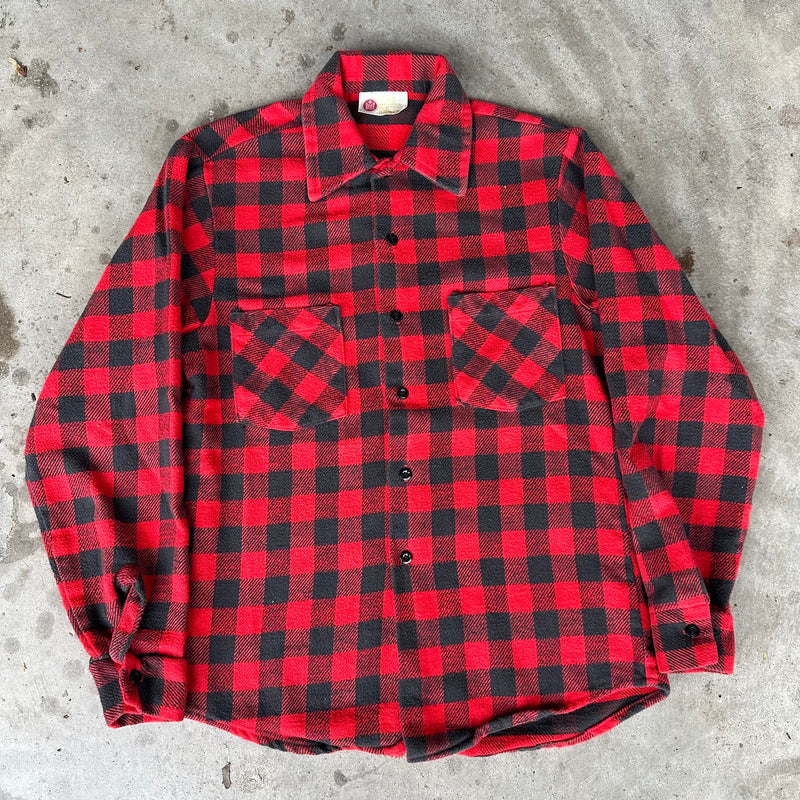 1970’s Sears Buffalo Plaid Cotton Flannel Shirt Small