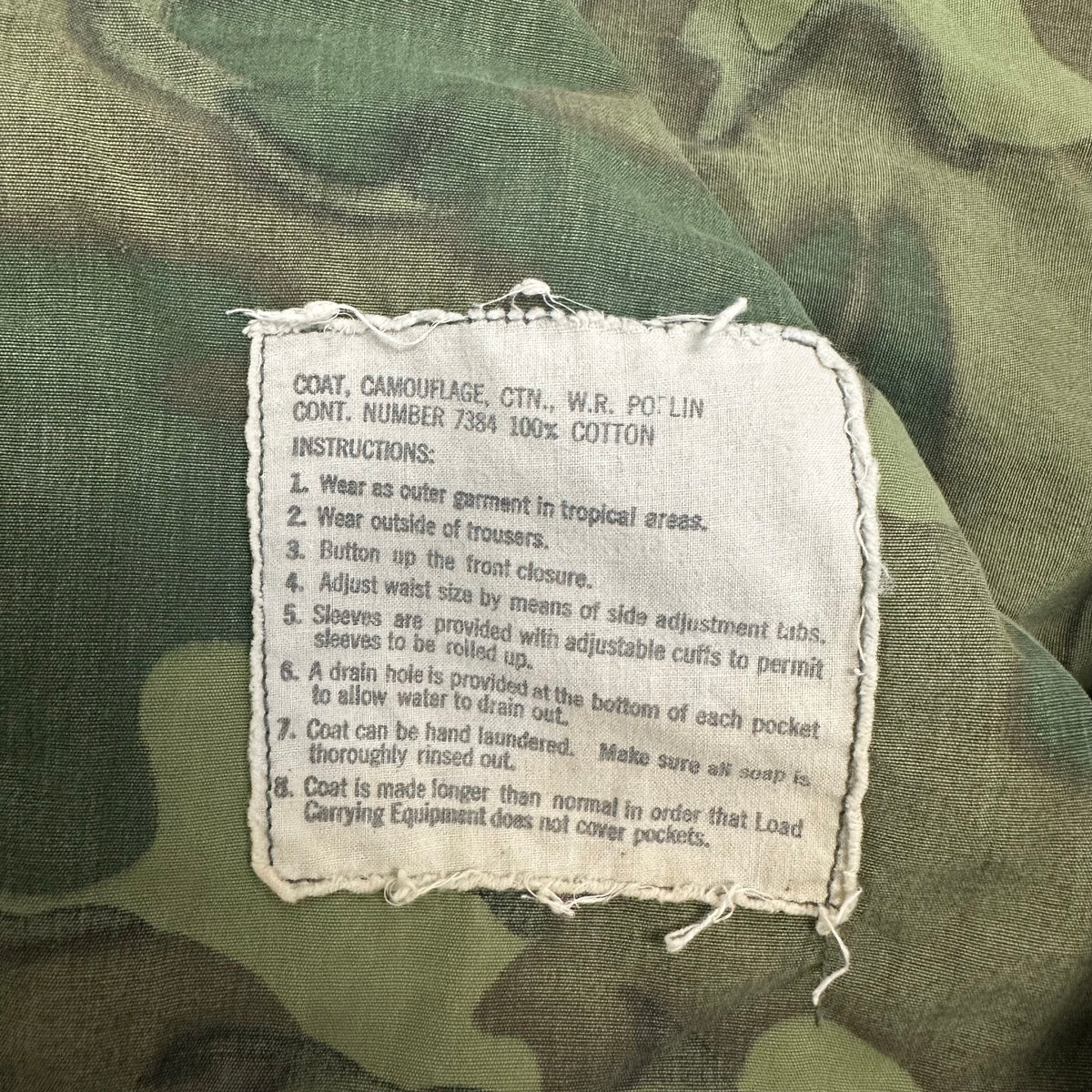 1960’s Vietnam War Poplin ERDL Camo Jungle Jacket Medium Long