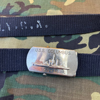 1960’s/70’s USN Belt with USS Columbus CG-12 Souvenir Belt Buckle