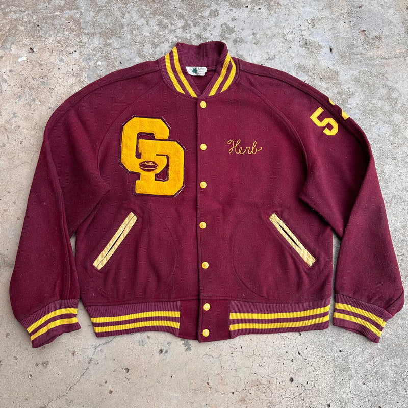 1950’s/60’s Embroidered Cardinal Dougherty Football Varsity Jacket 26” Chest