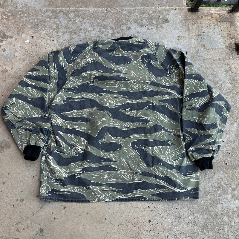 1980’s Tiger Stripe Camo Cotton Blend Pullover Jacket XL