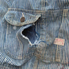 1940’s Thrashed Drum Major Hickory Stripe Overalls 34” x 29”