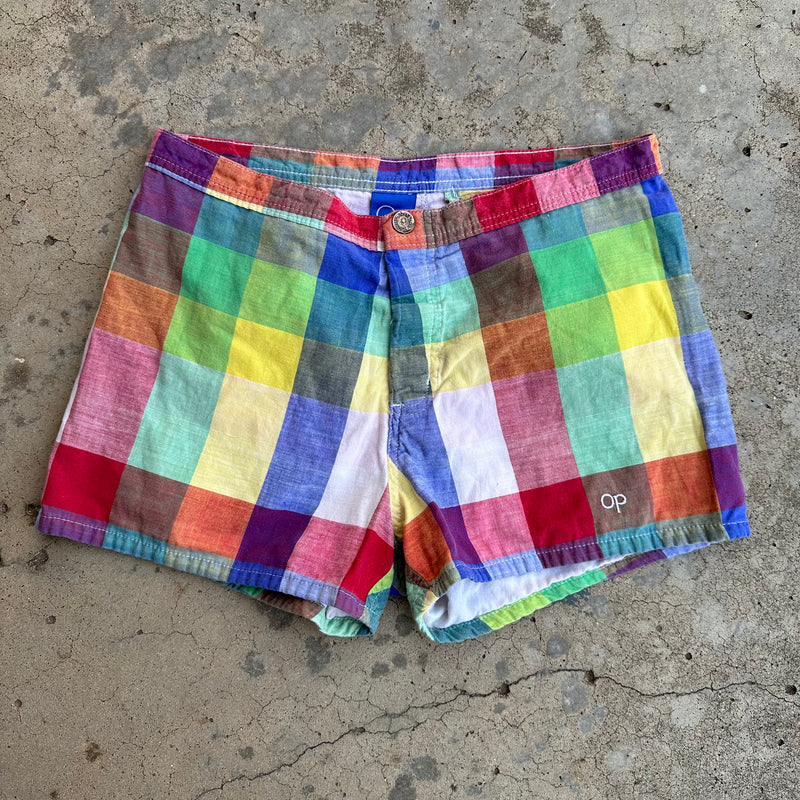 1980’s Ocean Pacific Madras Swim Shorts 30” x 2.5”