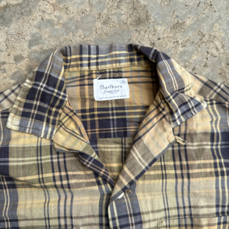 1950’s/60’s Marlboro Plaid Loop Collar Shirt Small