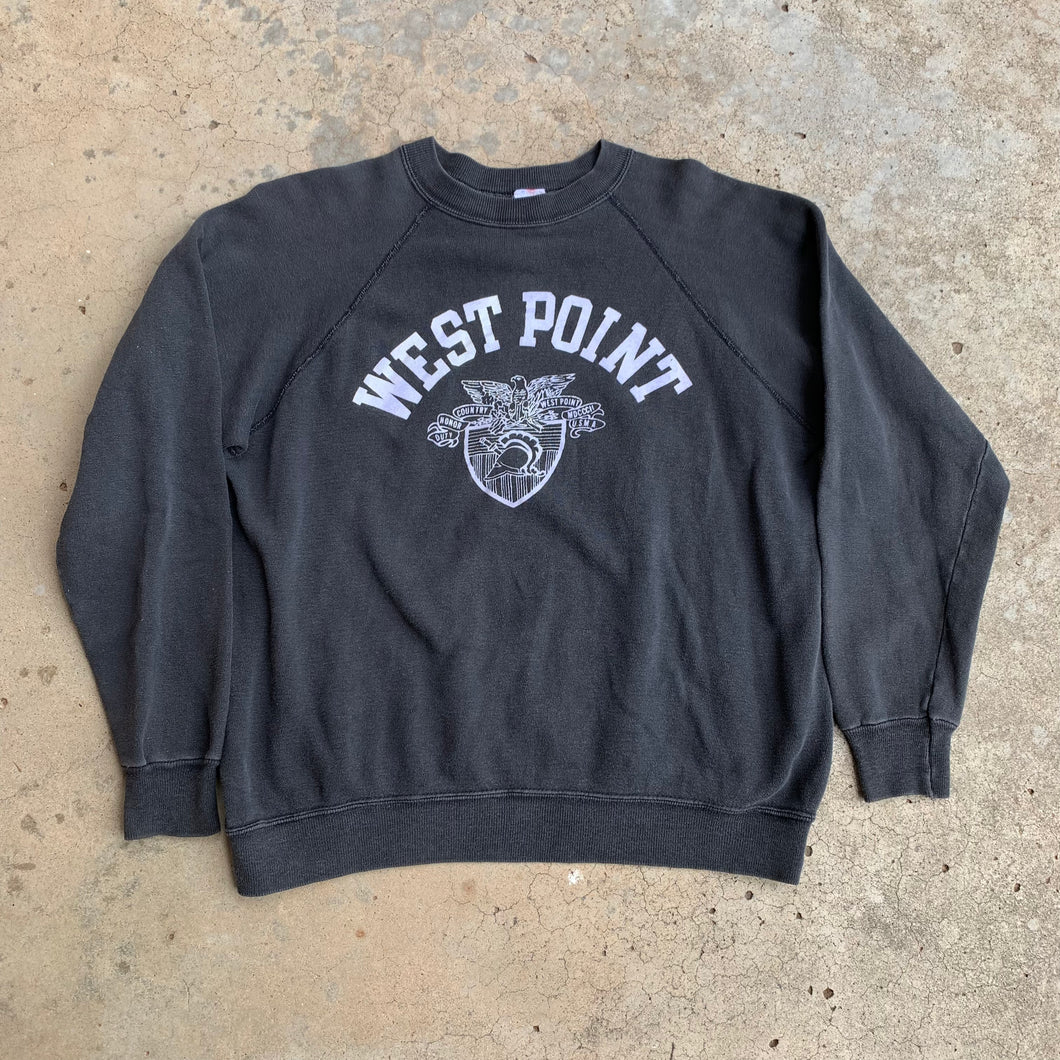 1980’s Champion Flock Print West Point Sweatshirt 23” Chest