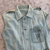 1950’s Thrashed Sleeveless P-47 HBT Jacket 44” Chest