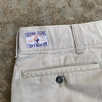 1950's Can't Bust 'Em White Denim Frisko Jeans 38” x 25.5”