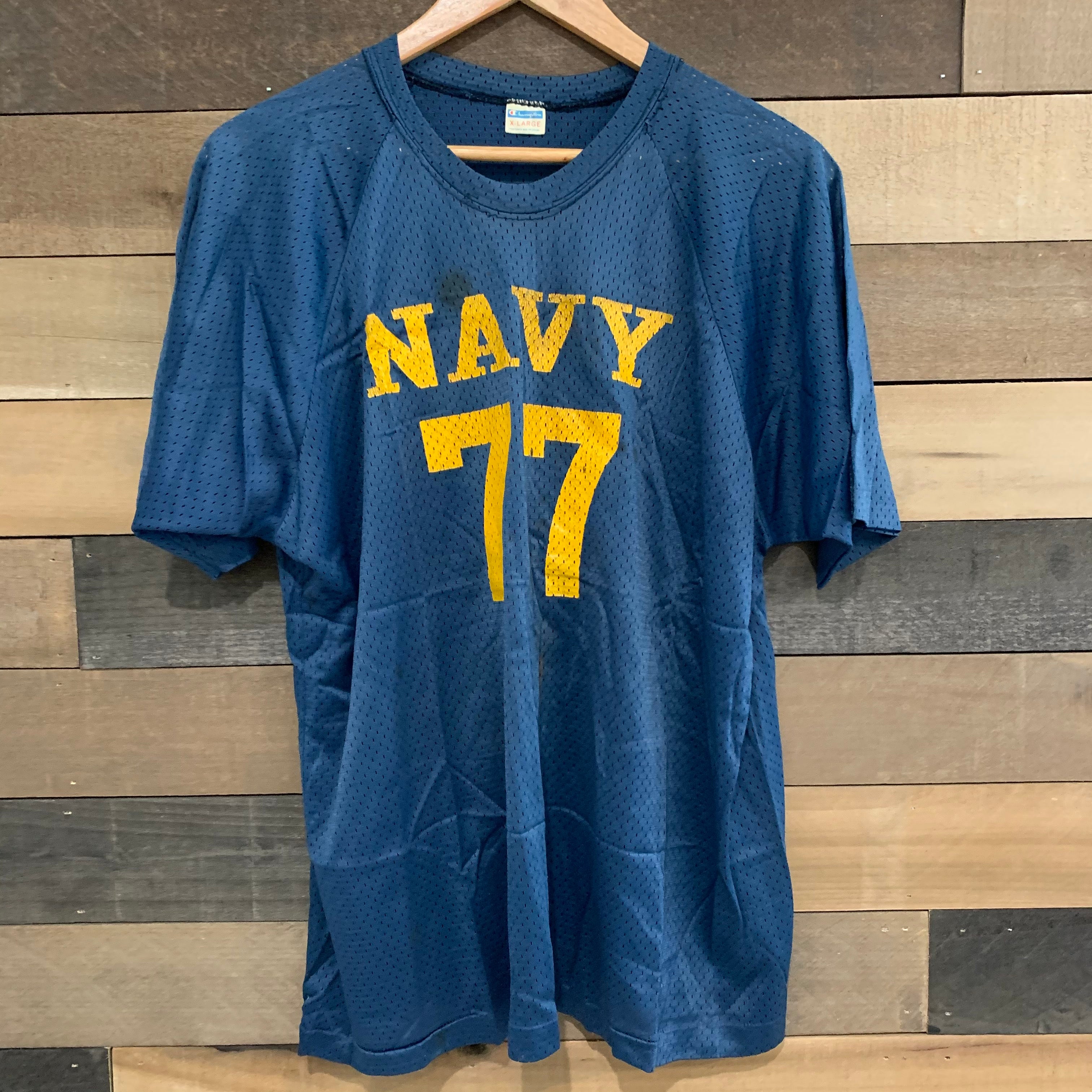 1970's US Naval Academy Mesh Football Jersey Champion Blue Bar T-Shirt XL