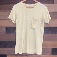 1970's Thrashed Faint Yellow Blank Pocket T-Shirt S/M