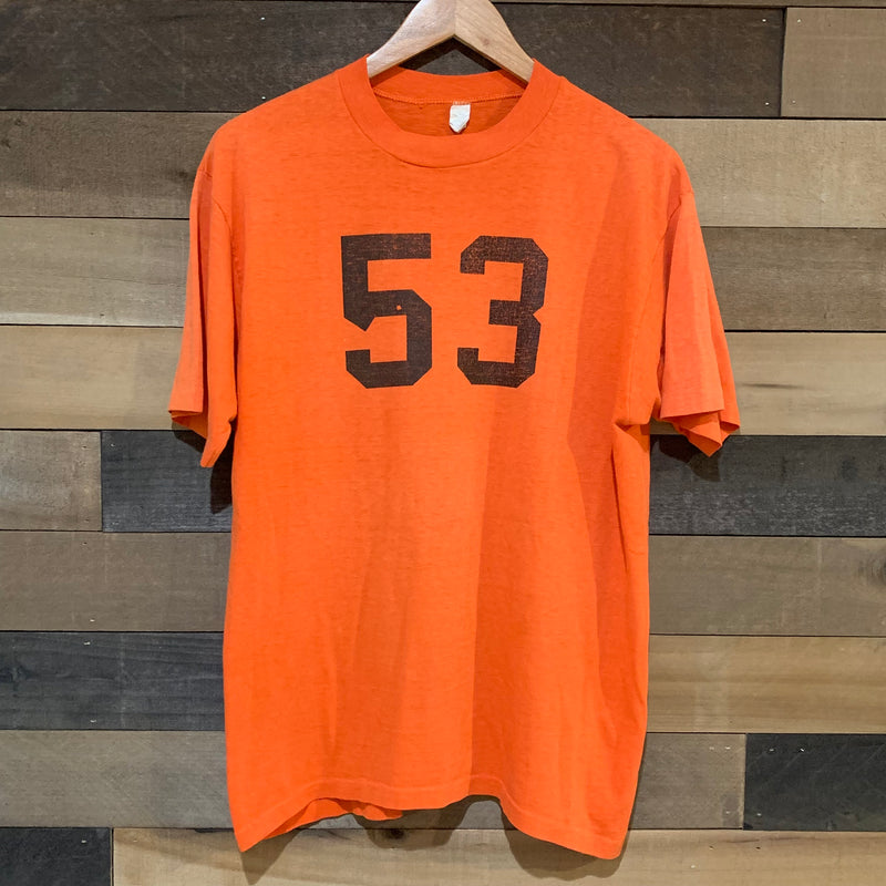 1970's Thin Faded Orange Number 53 T-Shirt Large