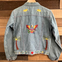 1970’s Madewell Embroidered Contrast-Stitch Hippy Denim Jacket Small