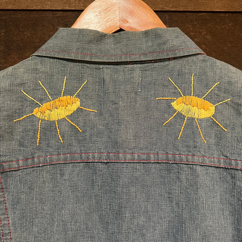 1970’s Madewell Embroidered Contrast-Stitch Hippy Denim Jacket Small