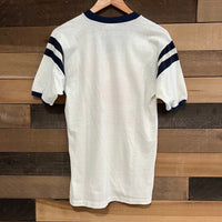 1970's Auburn University V-Neck Striped Sleeve Ringer T-Shirt Medium