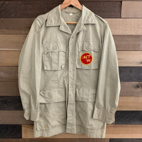 1950's Khaki Tropical US Navy Jacket with 60's-70's Novelty Patches