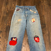 1940's Patched Blue Bell Wrangler Jeans with Levi's Hardware 28” Waist