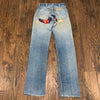 1940's Patched Blue Bell Wrangler Jeans with Levi's Hardware 28” Waist