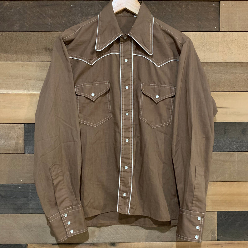 1970’s Brown With White Edging Western Shirt