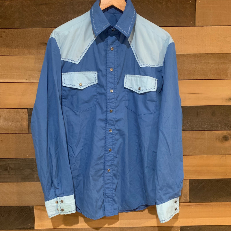 1980’s Light and Dark Blue Western Shirt L/XL