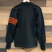 1940's/1950’s Varsity-Style Black and Orange Wool Cardigan Sweater