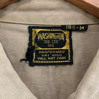 1940's Washington Dee Cee Sanforized Vat Dyed Khaki Work Shirt XL