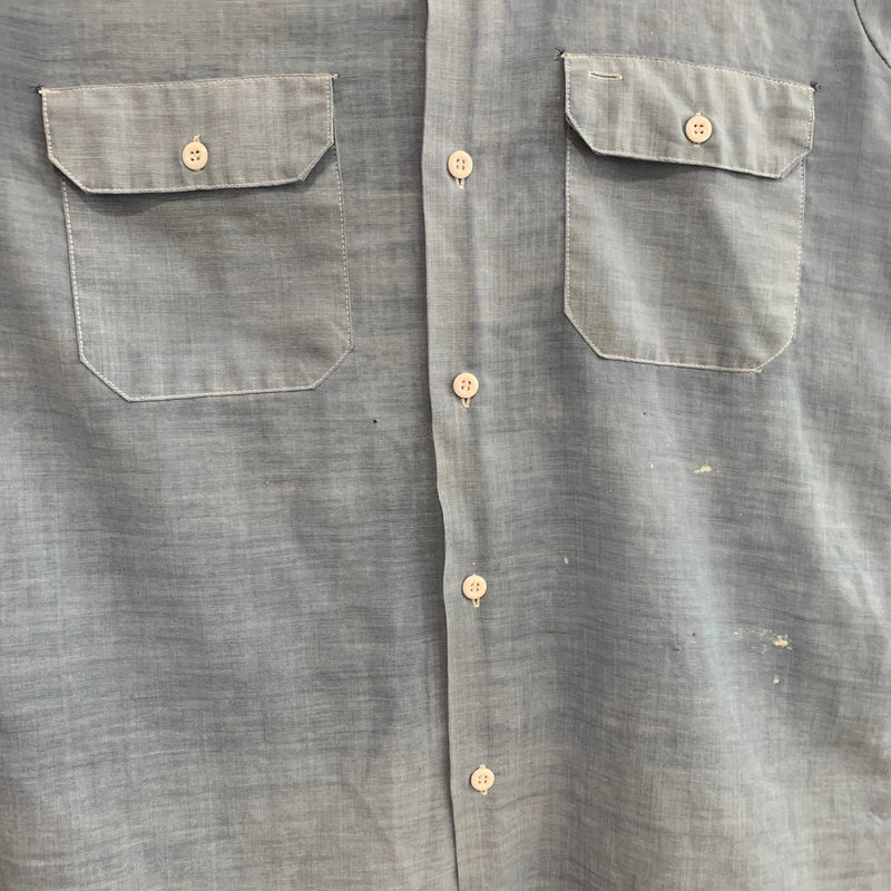 1970's Paper Thin Sears Short Sleeve Chambray Work Shirt Large
