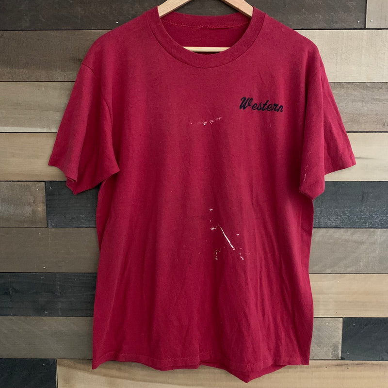 1980's/1990's Paint Stained Burgundy "Western" T-Shirt