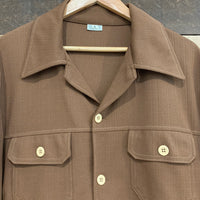 1980's/1990's Dark Brown Open Collar Textured Shirt XL