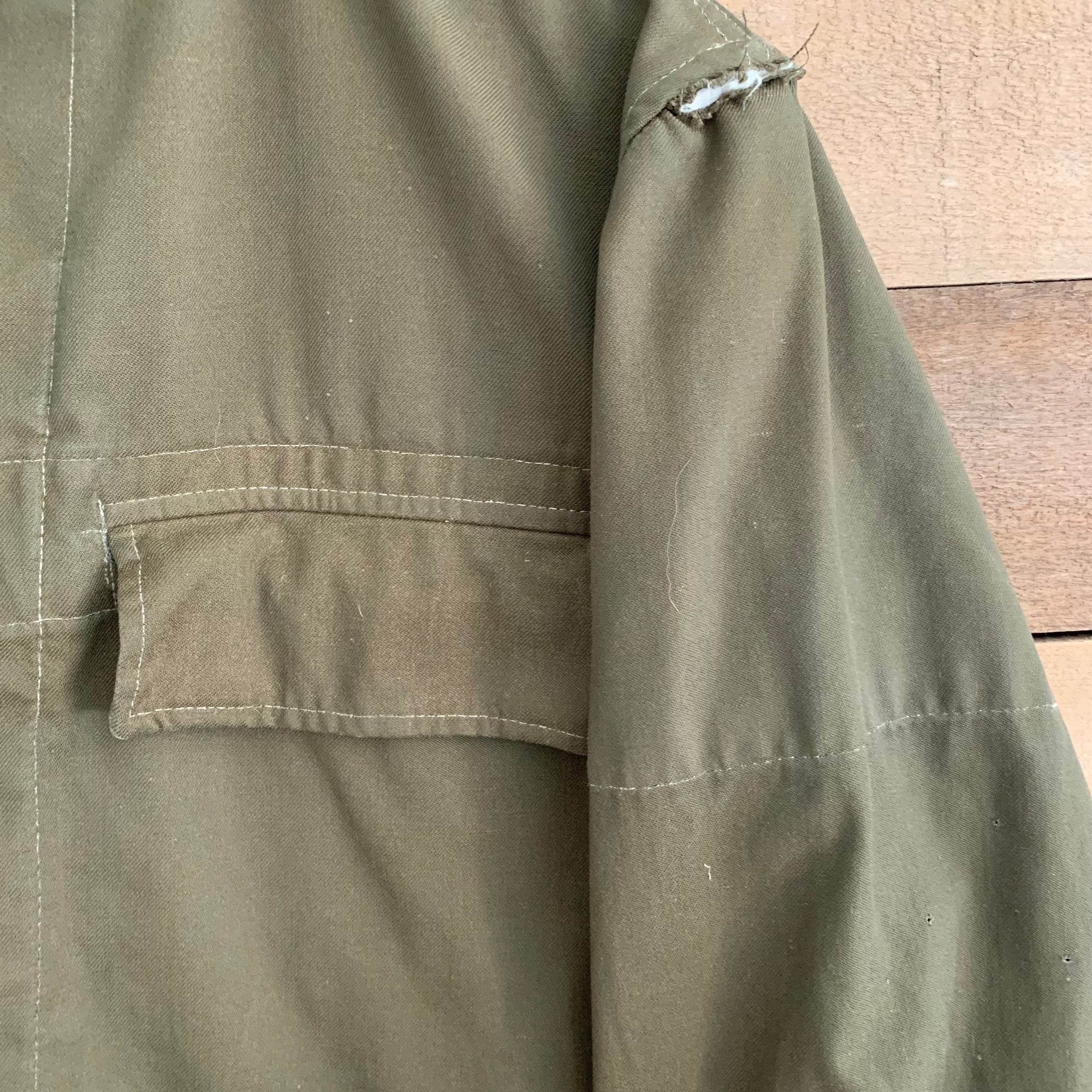 1970’s/1980’s Unknown Military Field Jacket Green with Contrast Stitching Large