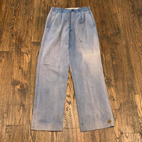 1940's Sun-Faded Hubbard's Brand Cotton Pleated Pants 28" Waist