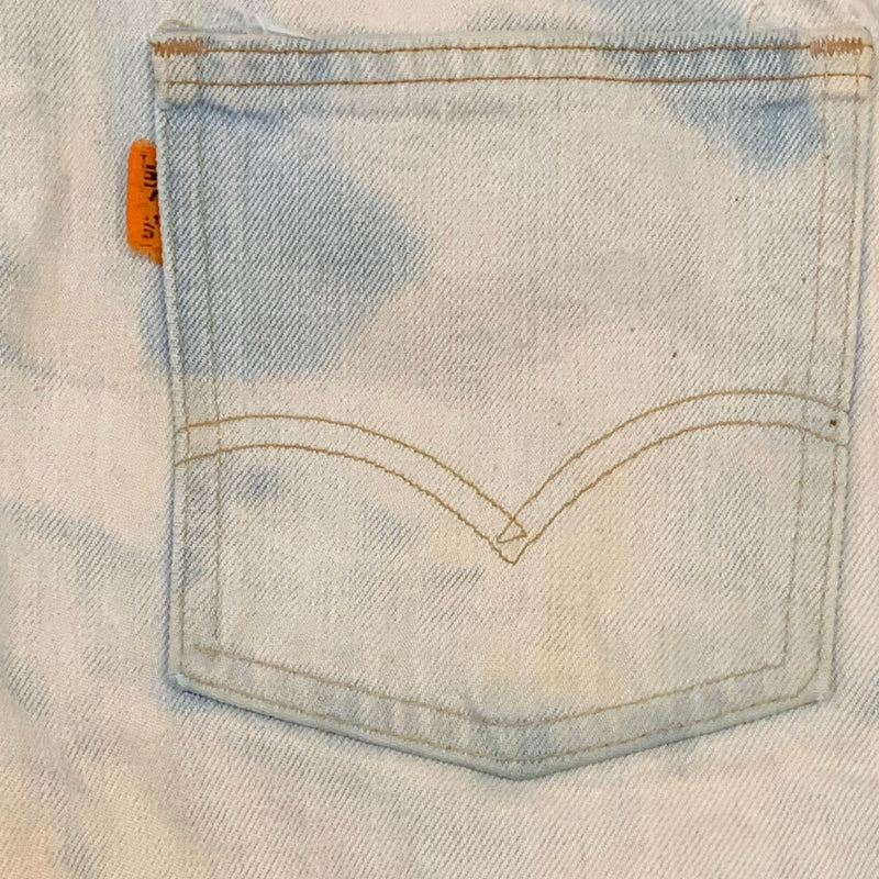 1970’s Levi's Orange Tab Acid Wash Bleached Bellbottom Denim Jeans 30" Waist