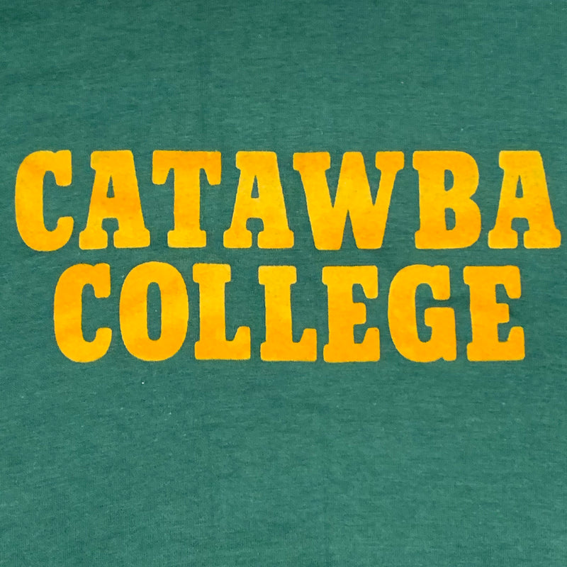 1970's Catawba College Felt Print Champion Blue Bar T-Shirt Large