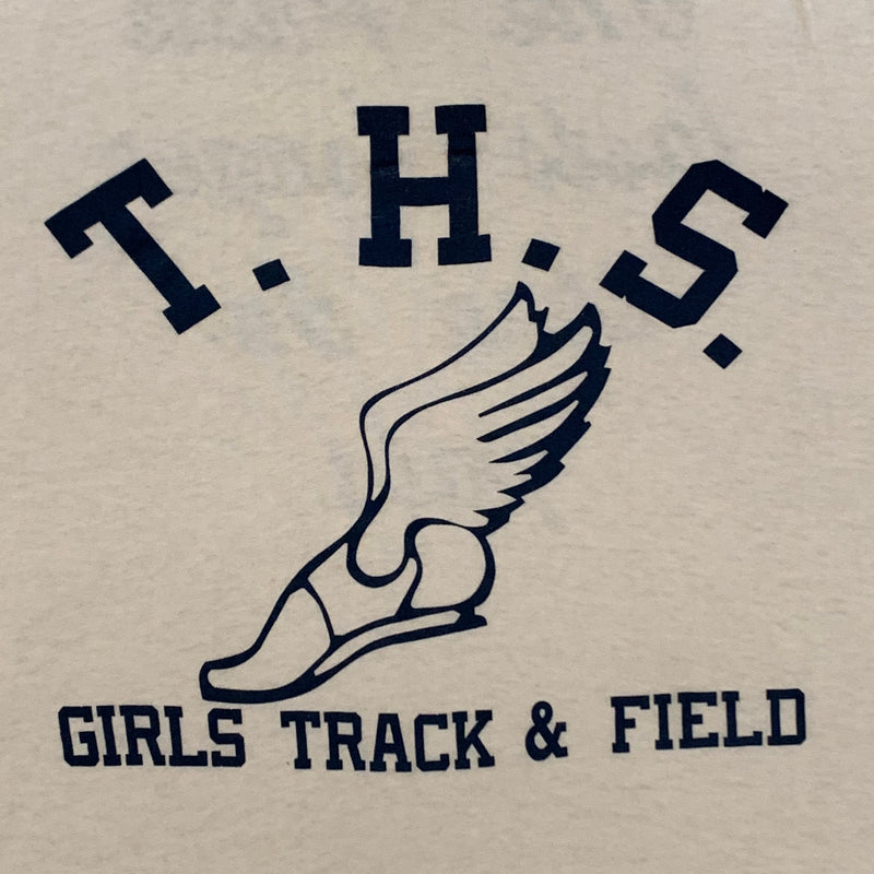 1980's T.H.S Girl's Track Winged Foot Long Sleeve T-Shirt Large