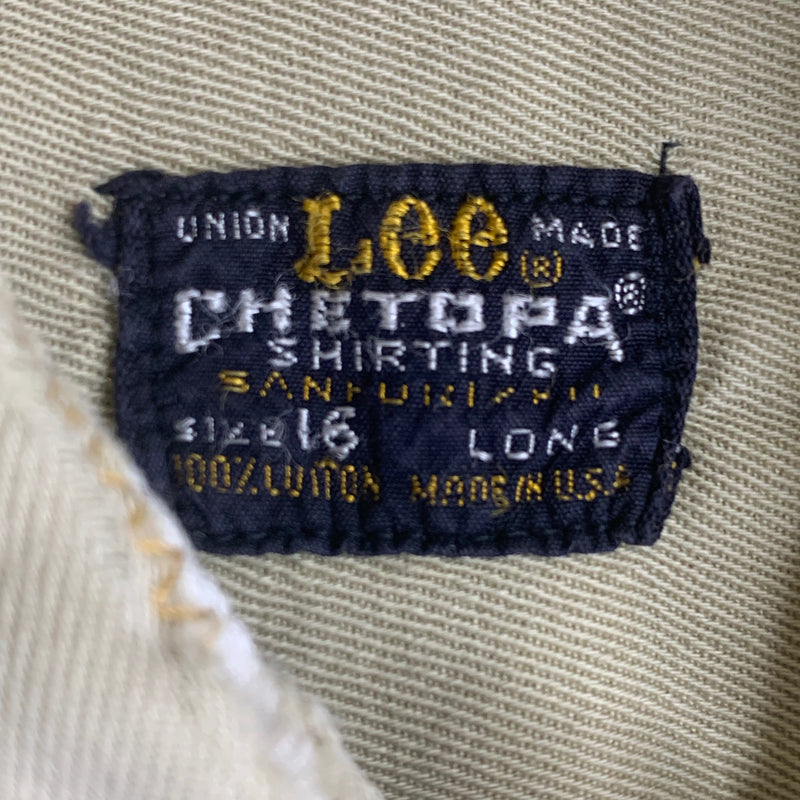 1970's Thrashed Lee Chetopa Tan Work Shirt Size 16 Long Fits Large