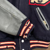 1960's Holloway Navy Varsity Jacket with Grey Leather Sleeves Size 42 Medium