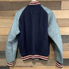 1960's Holloway Navy Varsity Jacket with Grey Leather Sleeves Size 42 Medium