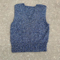 1940's Mingled Blue and White Wool V-Neck Sweater Vest Small