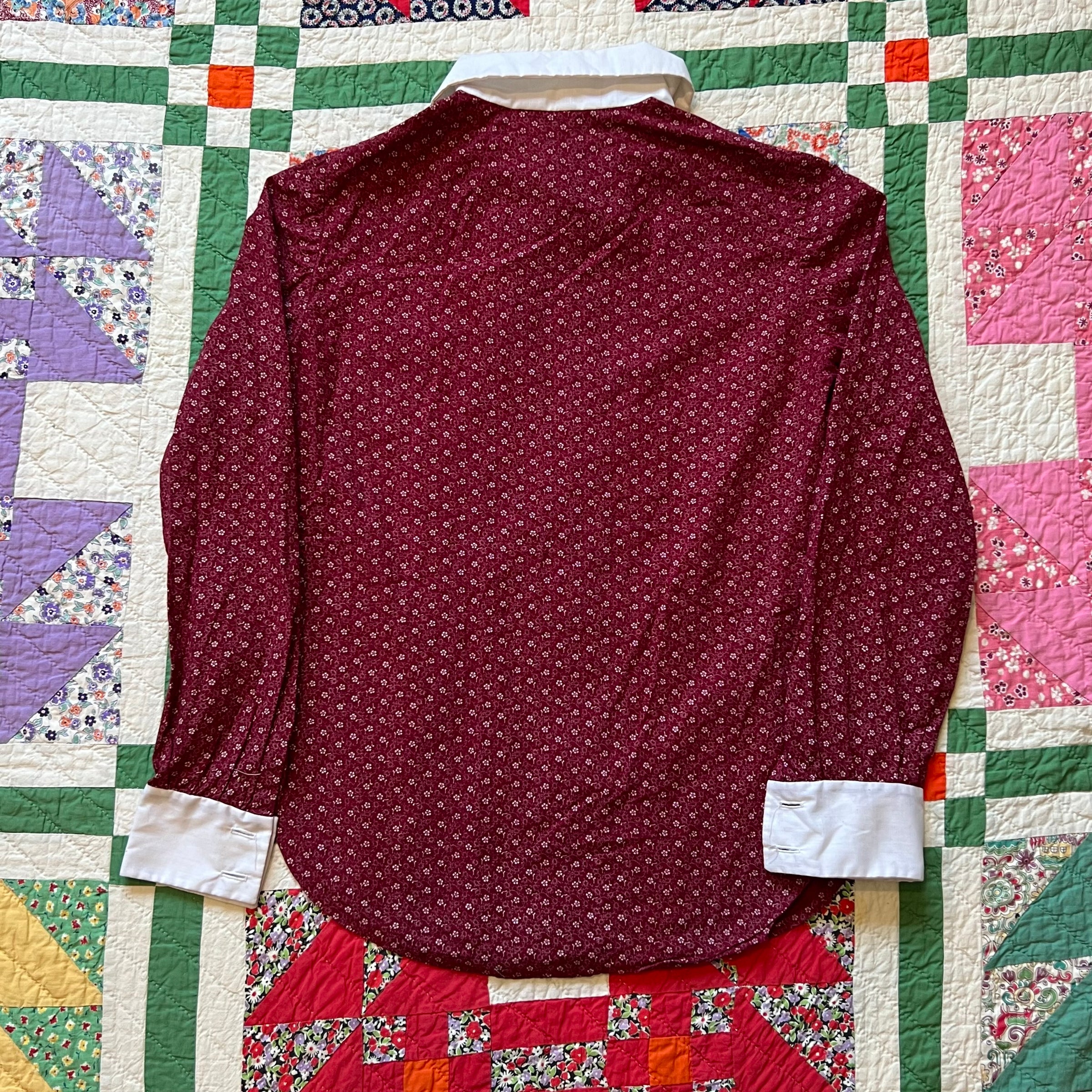 1930's Homemade Red Calico Blouse XS