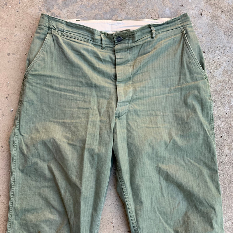 1940's WWII US Military HBT Trousers 39" x 29"