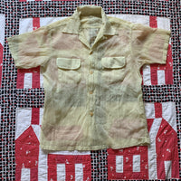 1950’s Yellow Sheer Nylon Loop Collar Shirt Large