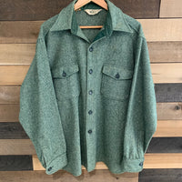 1960's Woolrich Green Heavyweight Wool Flannel Shirt Jacket XL