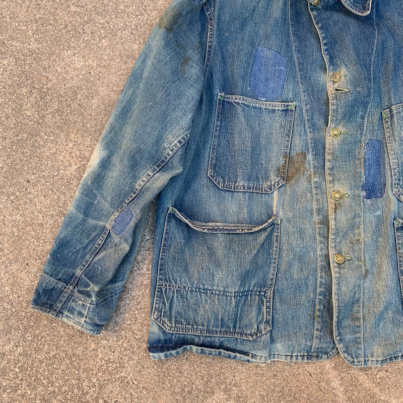 1940’s Repaired Big Buck Denim Chore Coat XL